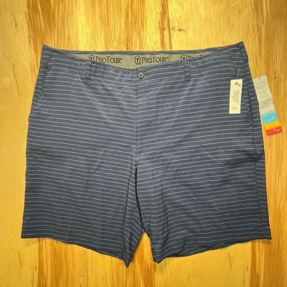 Pro Tour Navy Stripe Golf Performance Shorts Men's 42 NWT‎